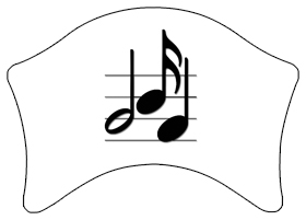 DABAN-382-WT-BK Music Notes White-Black